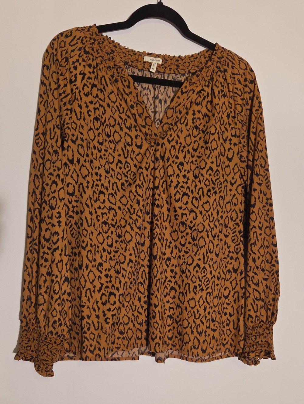 Maurices Brown and Black Animal Print Peasant Top
